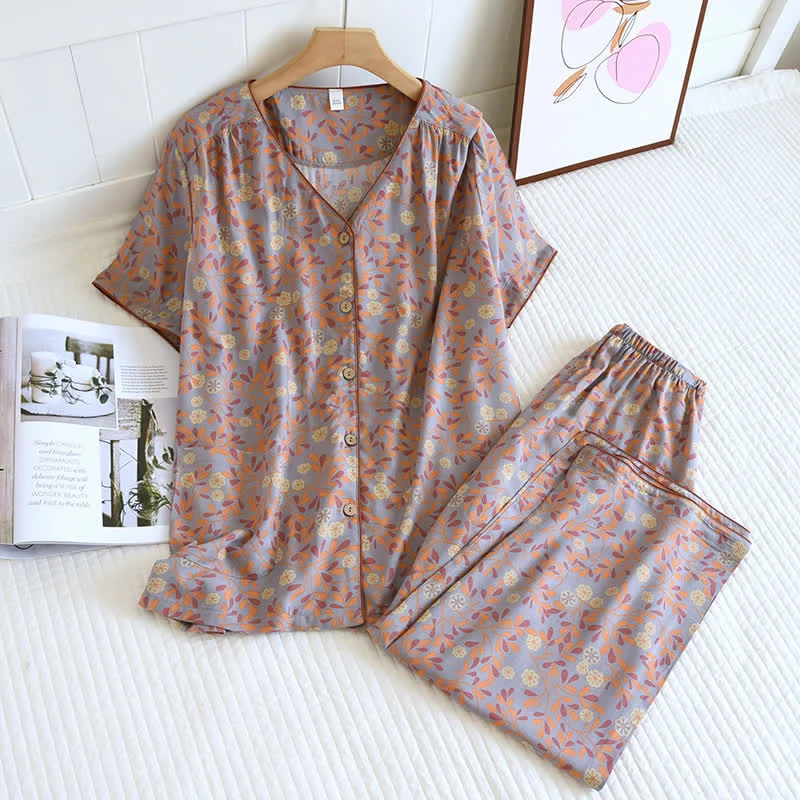 Loungewear-Set mit Blumenmuster, weich und atmungsaktiv