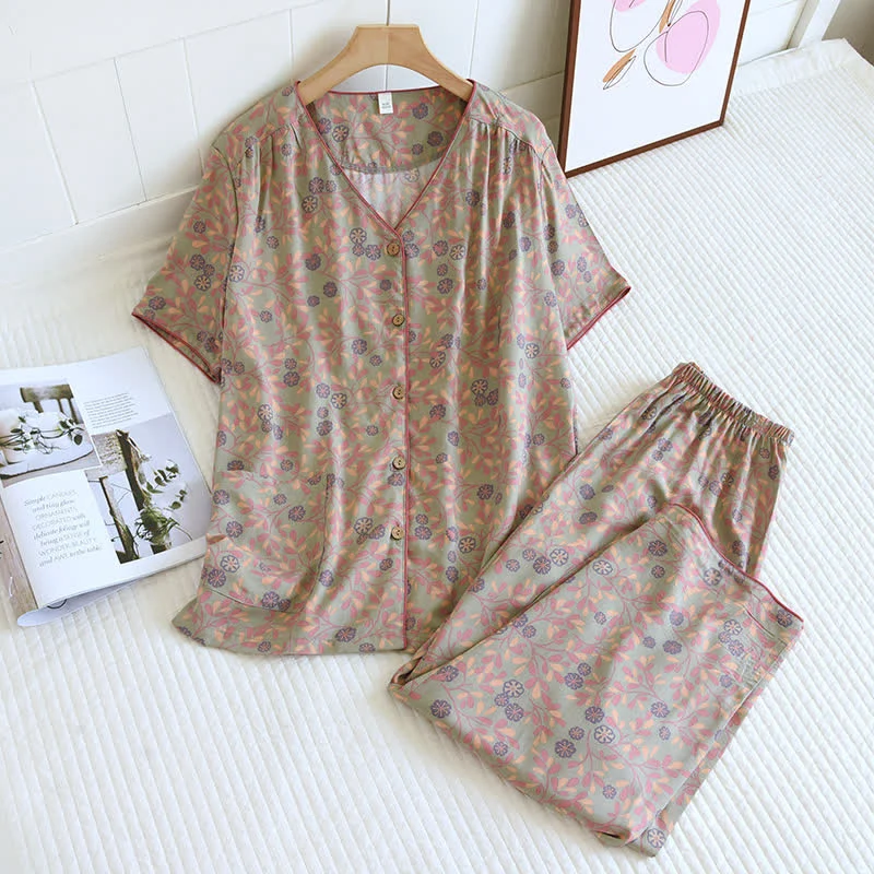 Loungewear-Set mit Blumenmuster, weich und atmungsaktiv