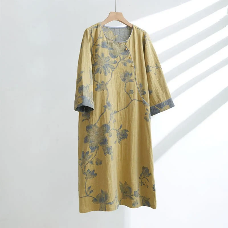 Kurzes Nachthemd aus Jacquard-Baumwolle „Magnolia“
