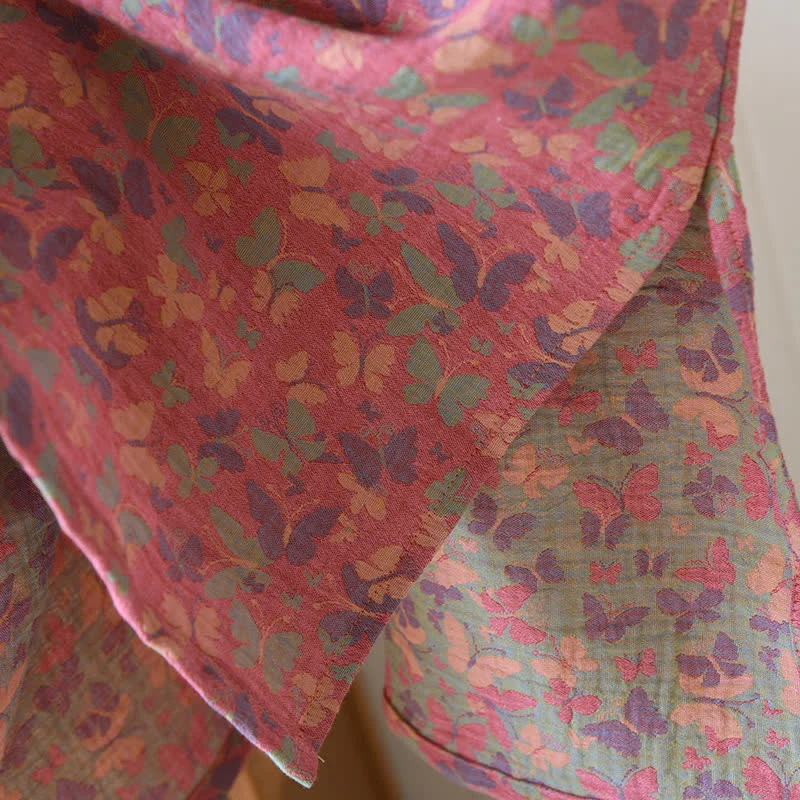 Jacquard-Nachthemd aus reiner Baumwolle mit Schmetterlingsmotiv