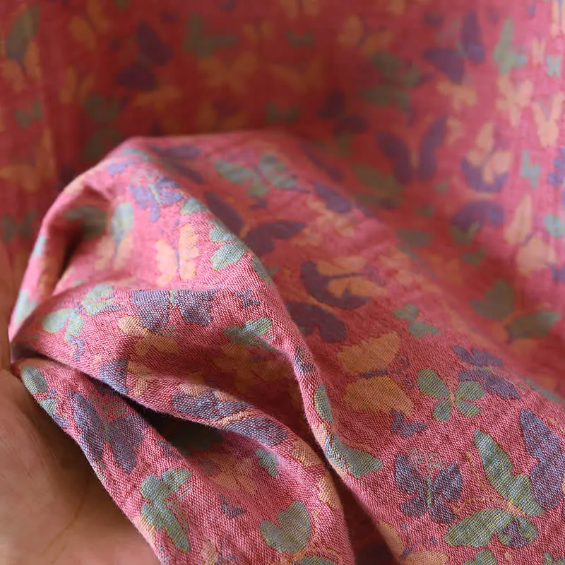 Jacquard-Nachthemd aus reiner Baumwolle mit Schmetterlingsmotiv