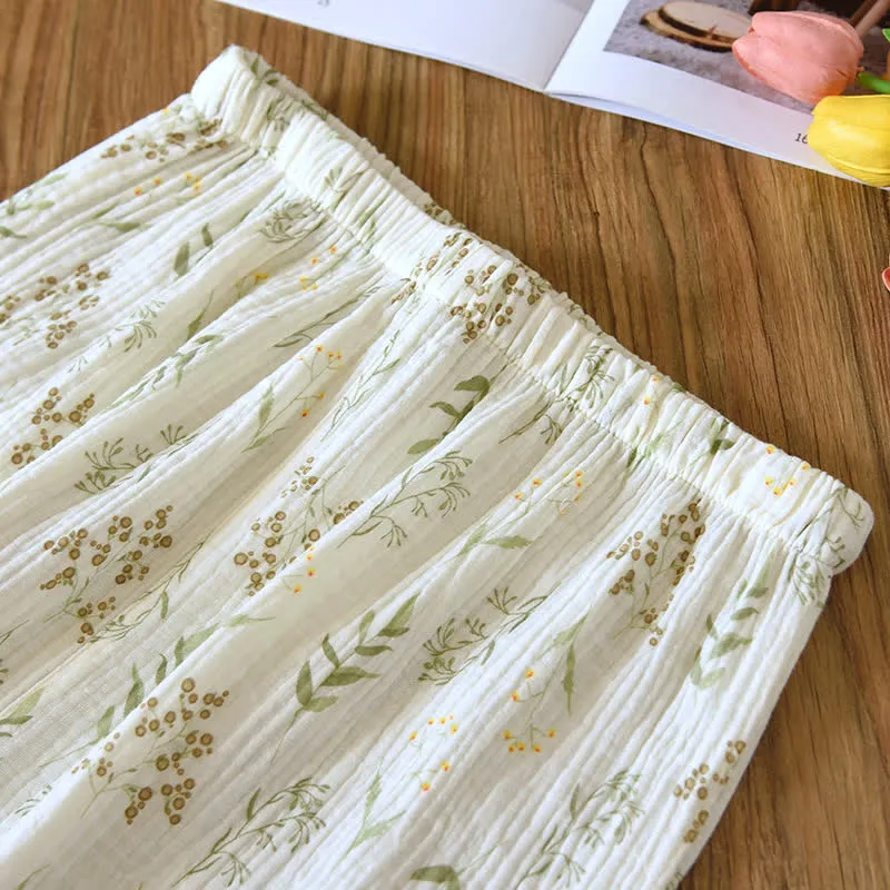 Pyjama-Set aus doppelter Baumwollgaze mit Blumenmuster