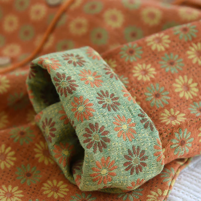 Jacquard Daisy Loungewear-Set aus reiner Baumwolle
