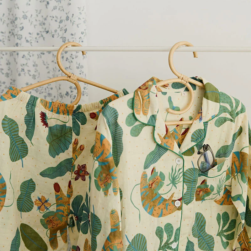 Süßes Tiger-Pflanzen-Loungewear-Set