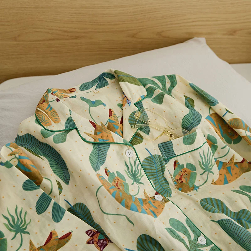 Süßes Tiger-Pflanzen-Loungewear-Set