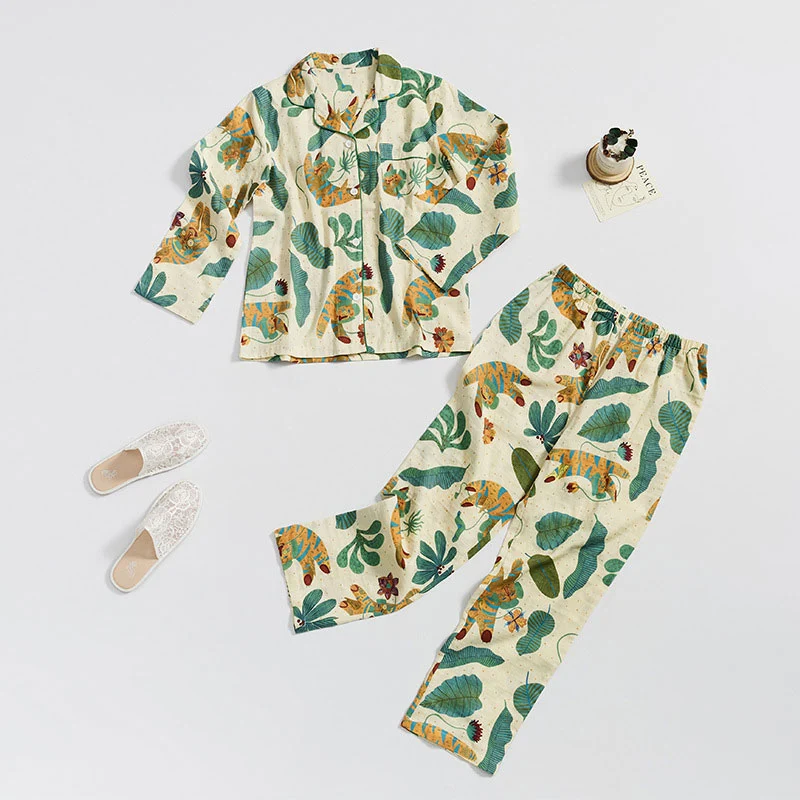 Süßes Tiger-Pflanzen-Loungewear-Set