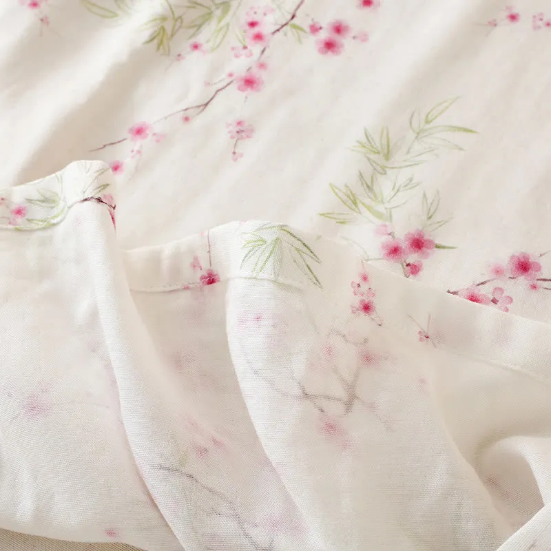 Pyjama-Set aus Bambus-Baumwolle mit Vintage-Pflaumenblüten-Print