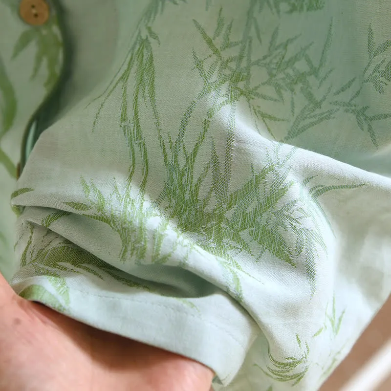 Ländliches Bambus-Cardigan-Pyjama-Set aus reiner Baumwolle