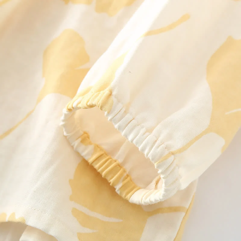 Loungewear-Set aus Baumwolle mit Ginkgoblatt-Schleife