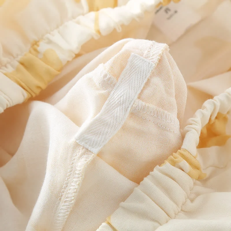 Loungewear-Set aus Baumwolle mit Ginkgoblatt-Schleife