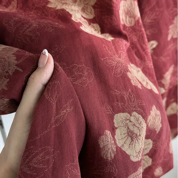 Nachtwäsche-Set aus Baumwollgaze-Jacquard mit Blumenmuster im Vintage-Stil