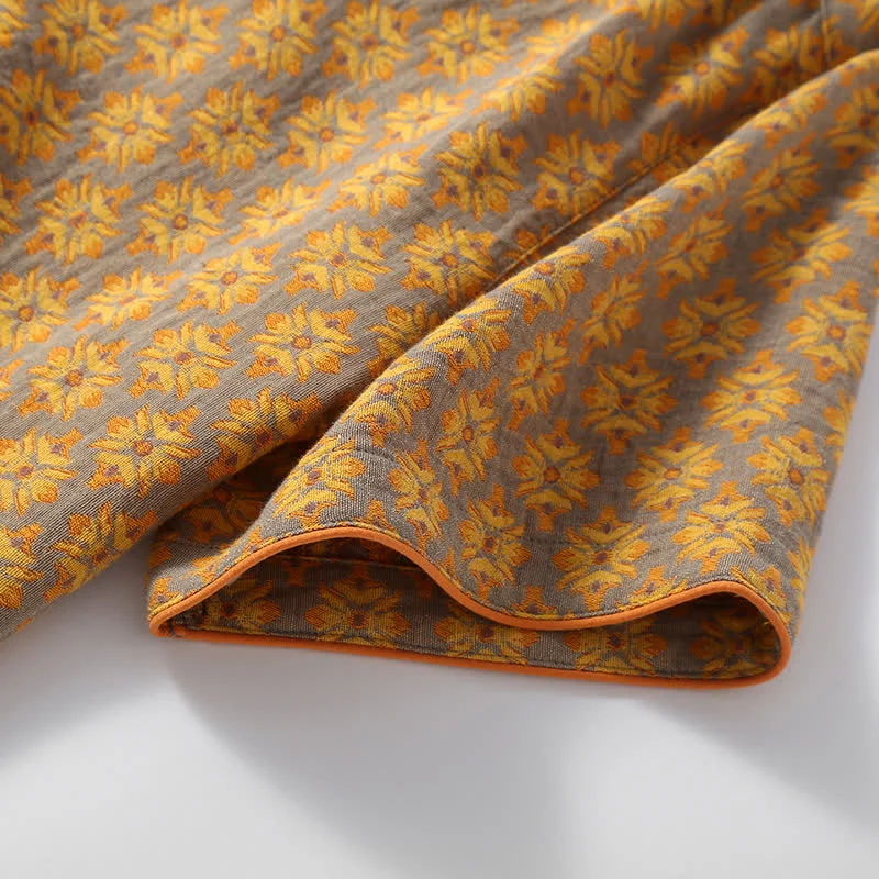Pyjama-Set aus Baumwollgaze mit Vintage-Jacquardmuster und V-Ausschnitt
