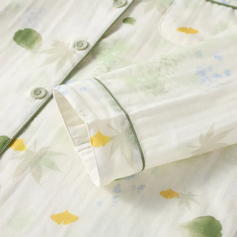 Pyjama-Set aus Baumwollgaze mit „Rural Leaf“-Print