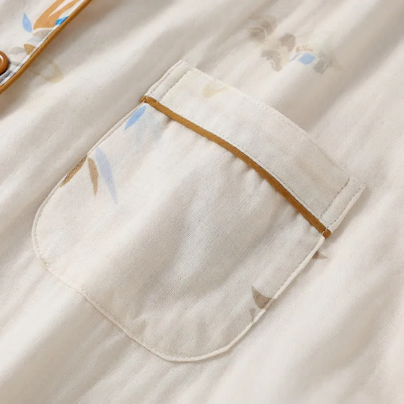 Langärmliges Loungewear-Set aus Bambus-Baumwollgaze