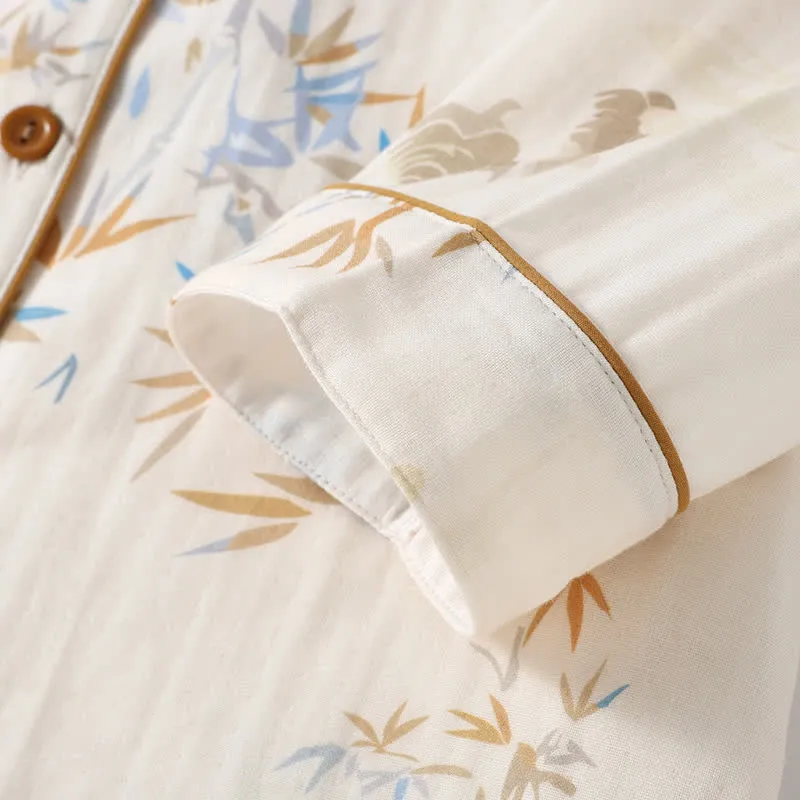 Langärmliges Loungewear-Set aus Bambus-Baumwollgaze