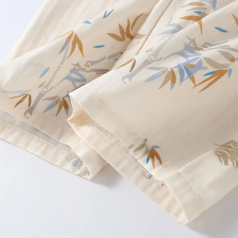 Langärmliges Loungewear-Set aus Bambus-Baumwollgaze
