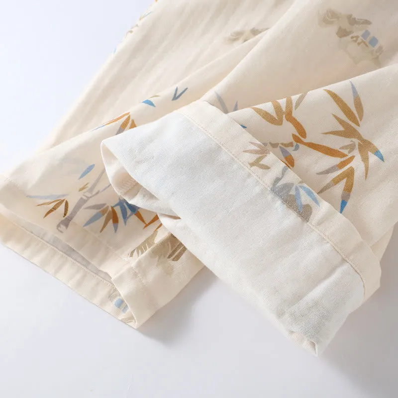 Langärmliges Loungewear-Set aus Bambus-Baumwollgaze