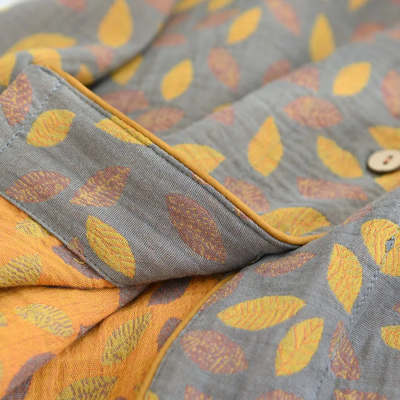 Loungewear-Set aus weicher Baumwolle mit Blattmuster