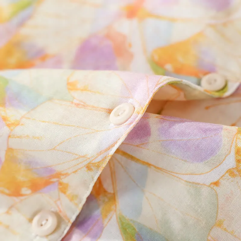 Kurzärmliges Loungewear-Set aus Baumwolle mit Schmetterlingsdruck